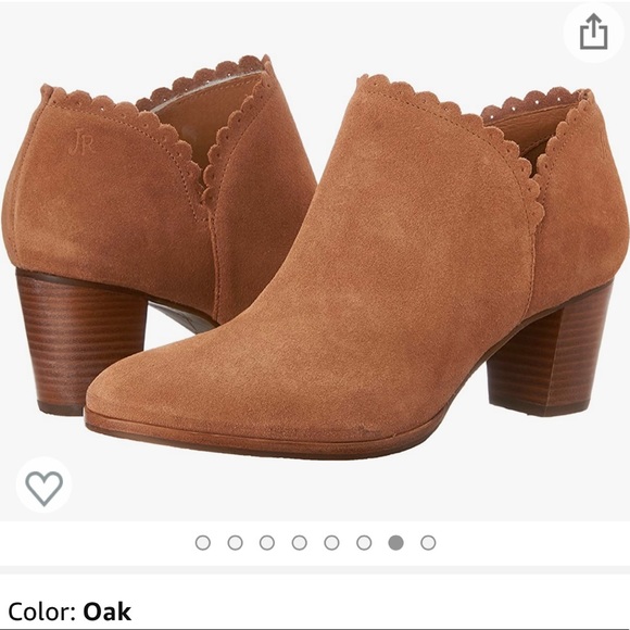 Jack rogers Marianne suede brown bootie boot 9M scalloped heel - Picture 1 of 13